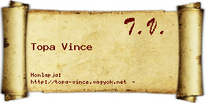 Topa Vince névjegykártya
